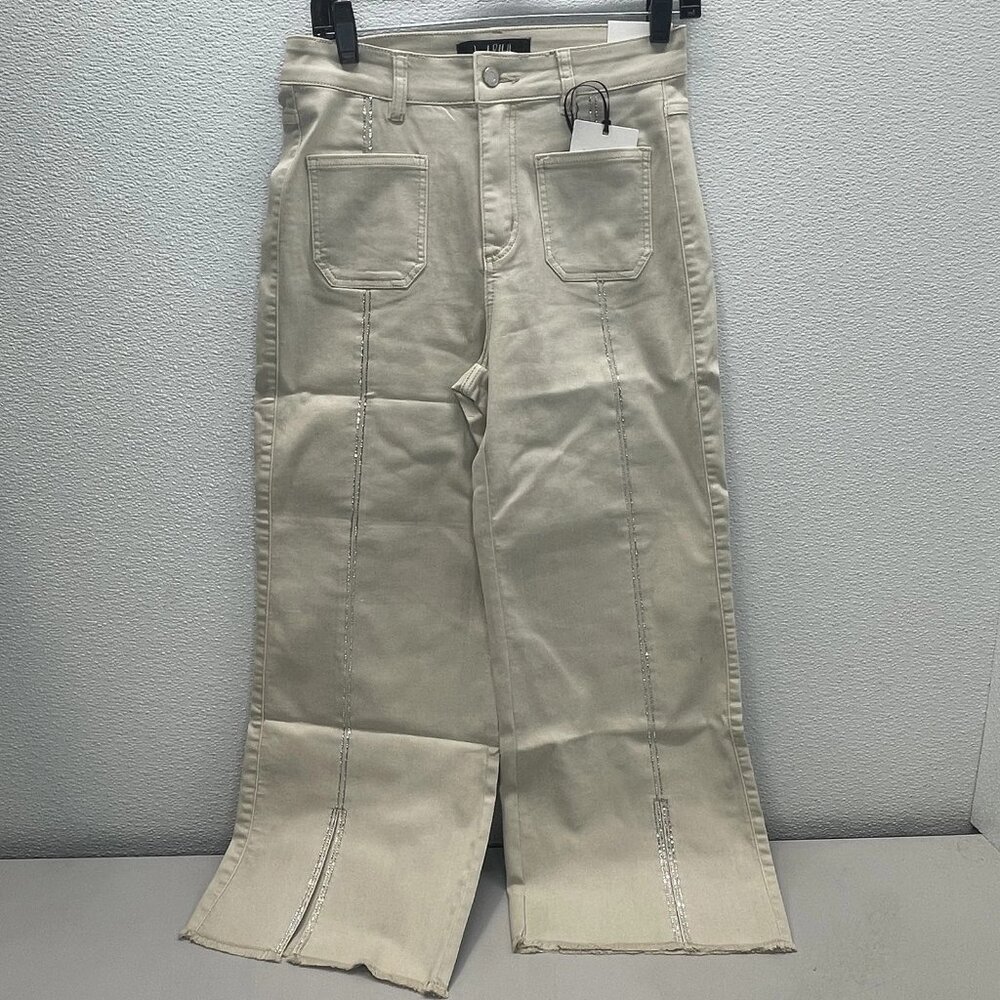 Joseph Ribkoff Women's Embellished Front Jeans Moonstone Beige Size 8